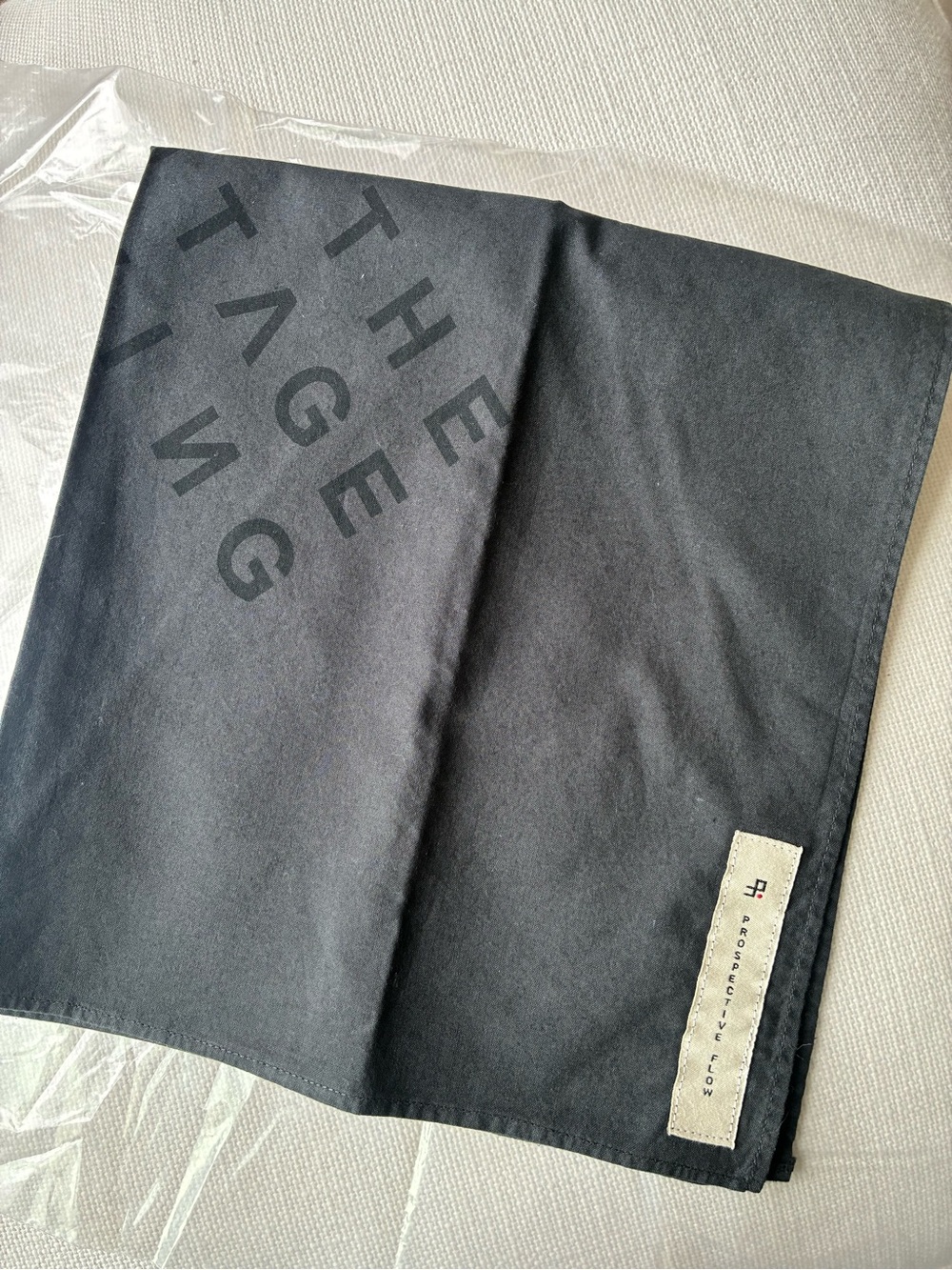 *NWT* Prospective Flow Cotton Square Scarf 50x50cm Black Text Print Designer
